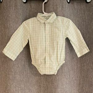 Janie and Jack Dress Onesie - Green, Yellow, White Plaid Checker SZ 12-18 Months